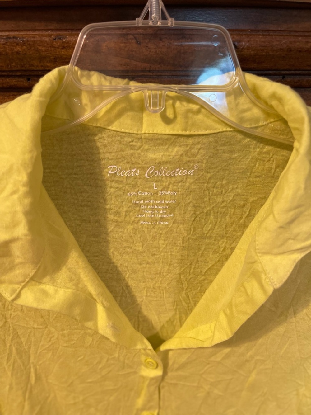 Pleats Collection Yellow Button-Down Collared Shirt - Picture 2 of 4